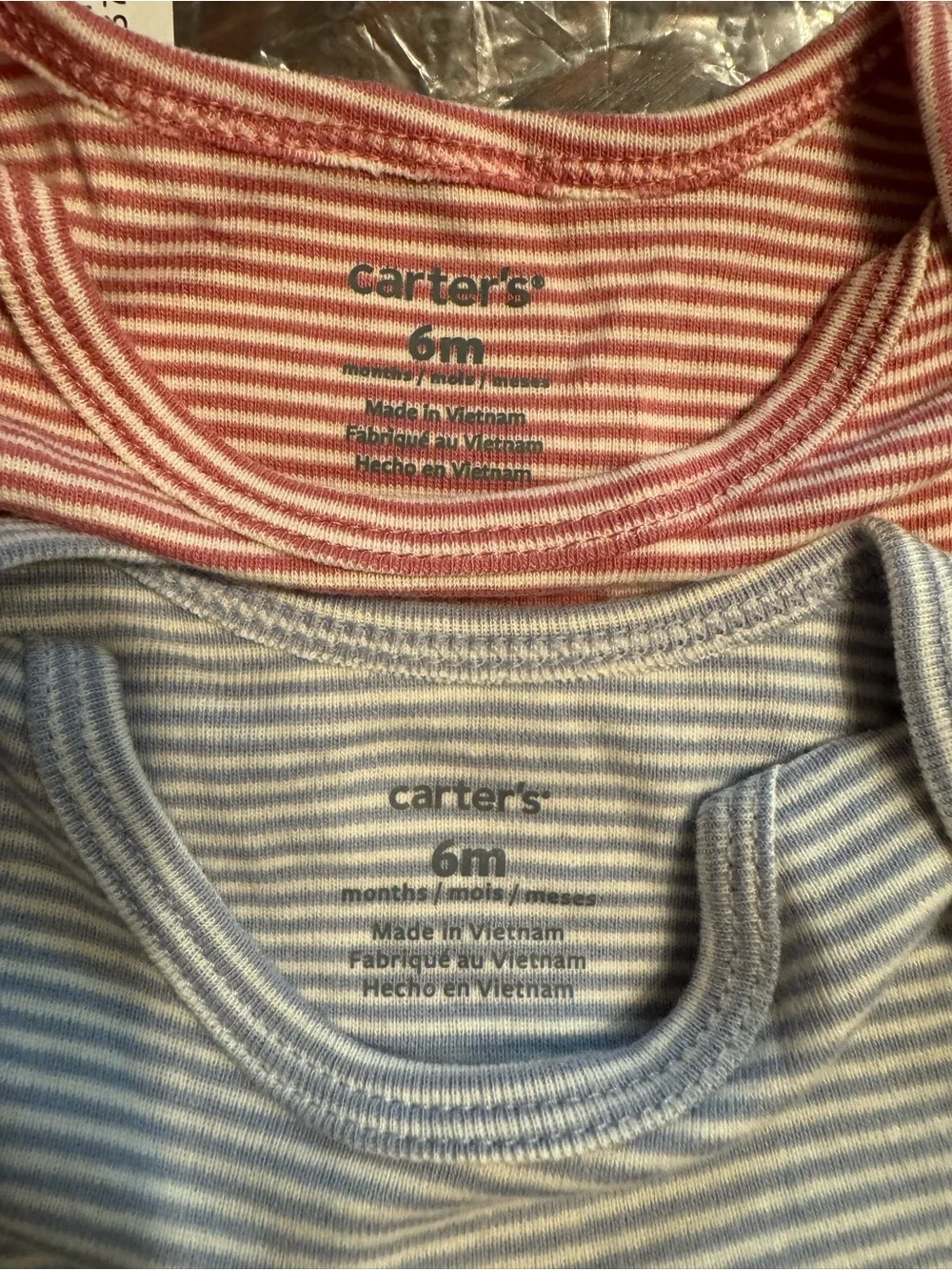 Carter's Blue & Pink Striped Long-Sleeve Baby One-Pieces with Heart and Kitty